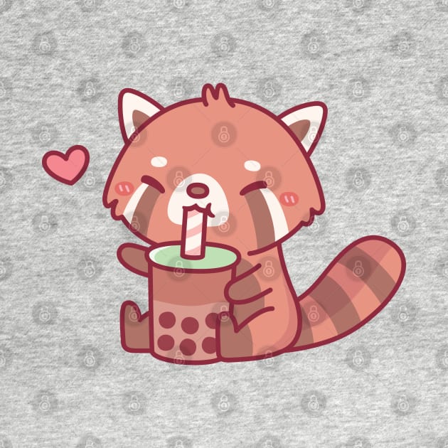 Cute Red Panda Loves Drinking Bubble Tea by rustydoodle